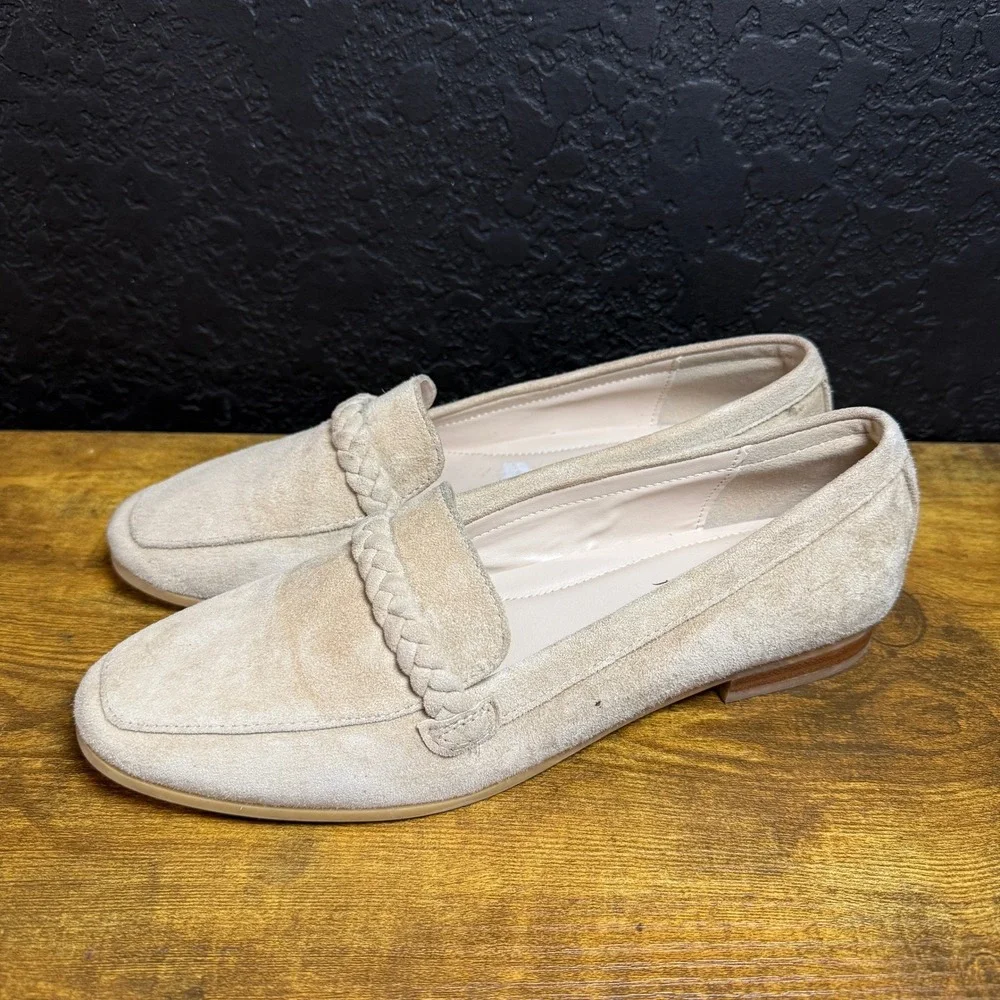 Joie Braided Suede Sand Beige Loafer Flats Womens Size 9‎